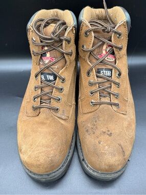 Brahma Men's Alpha Steel Toe Waterproof Work Boots Brown Suede Leather Size 7.5
